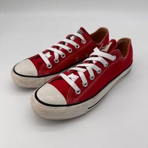Converse All Star Chuck Taylor Low Top Red Canvas Sneakers Mens 5 Womens 7